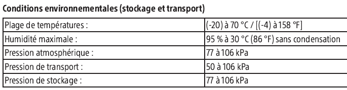 Conditions de stockage et transport