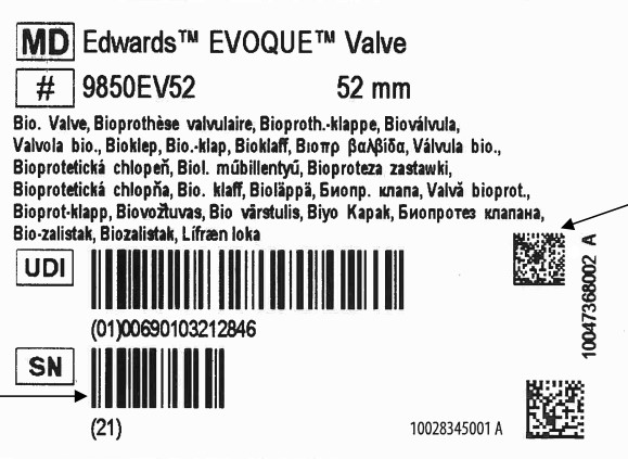 etiquettage valve EVOQUE taille 52