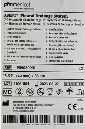Système de drainage pleural ASEPT étiquette